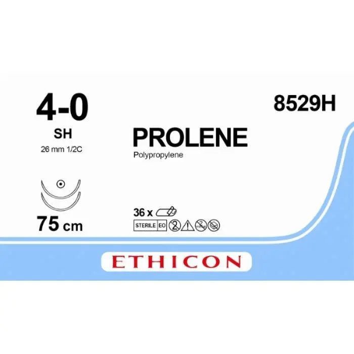 Ethicon Ethicon PROLENE Polypropylene Blue Non - Absorbable Surgical Suture USP 4 - 0 75 cm SH Taper Point Needle 8529H (Box of 36) UK 8529H
