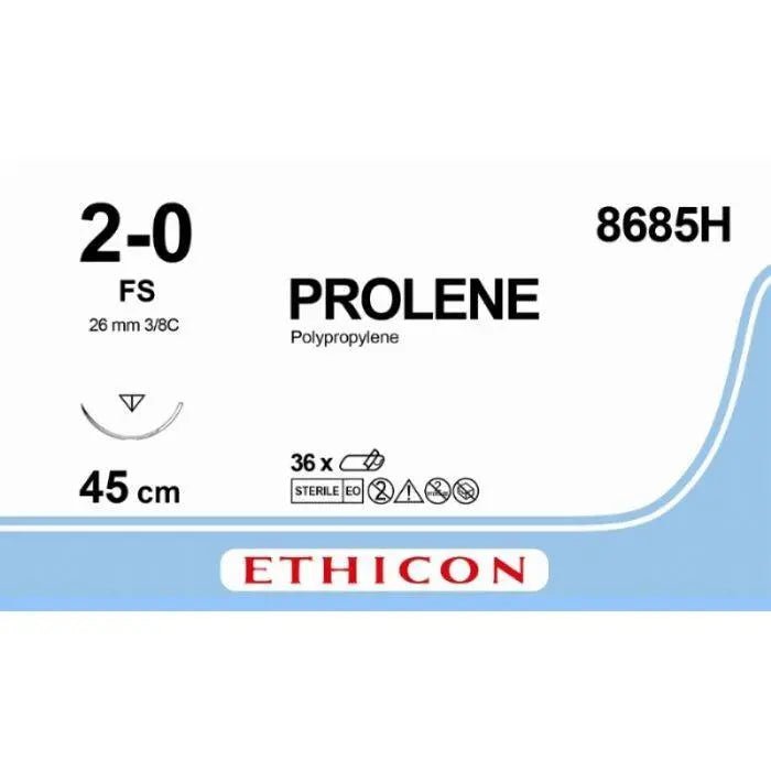 Ethicon Ethicon PROLENE® Polypropylene Blue Non - Absorbable Surgical Suture – USP 2 - 0 – 45 cm (18 in) – FS Reverse Cutting Needle – 8685H (Box of 36) UK 8685H