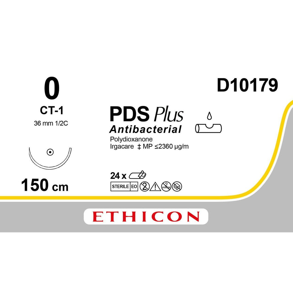 Ethicon Ethicon PDS® Plus Antibacterial (Polydioxanone) Violet Absorbable Surgical Suture – USP 0 – 150 cm – CT - 1 Taperpoint Needle (36 mm) – D10179 (Box of 24) UK D10179
