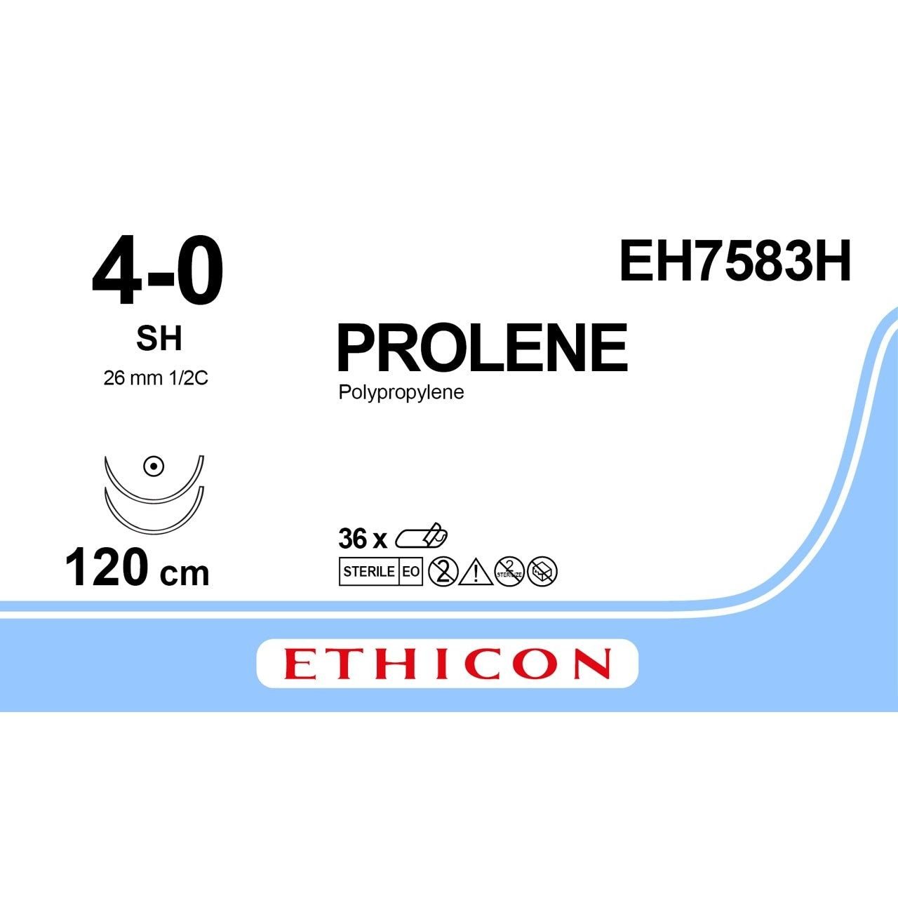 Ethicon Ethicon PROLENE Polypropylene Blue Non - Absorbable Surgical Suture USP 4 - 0 (Metric 1.5) 120 cm SH Taper Point Needle EH7583H (Box of 36) UK EH7583H