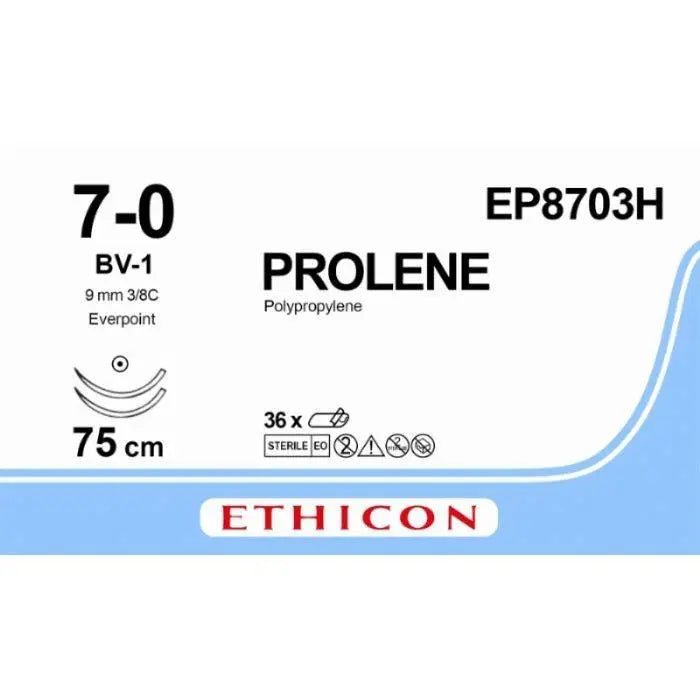 Ethicon Ethicon PROLENE Polypropylene Non - Absorbable Monofilament Surgical Suture | USP 6 - 0 | 60 cm | BV - 1 Taperpoint Needles 9.3 mm | 3/8 Circle with EVERPOINT Technology | EP8703H (Box of 36) UK EP8703H