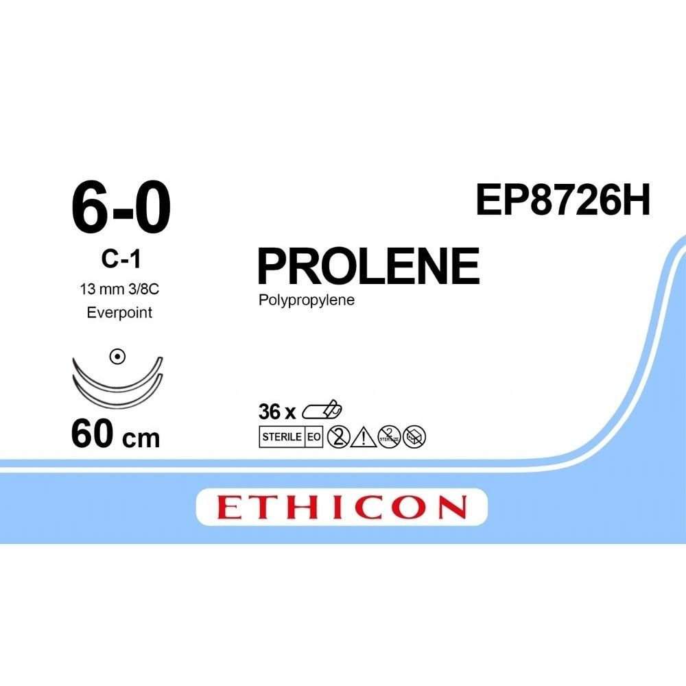 Ethicon Ethicon PROLENE Polypropylene Non - Absorbable Monofilament Surgical Suture USP 12 75 cm BV - 1 Taperpoint Needles 9.3 mm 3/8 Circle with EVERPOINT Technology EP8740H (Box of 36) UK EP8740H