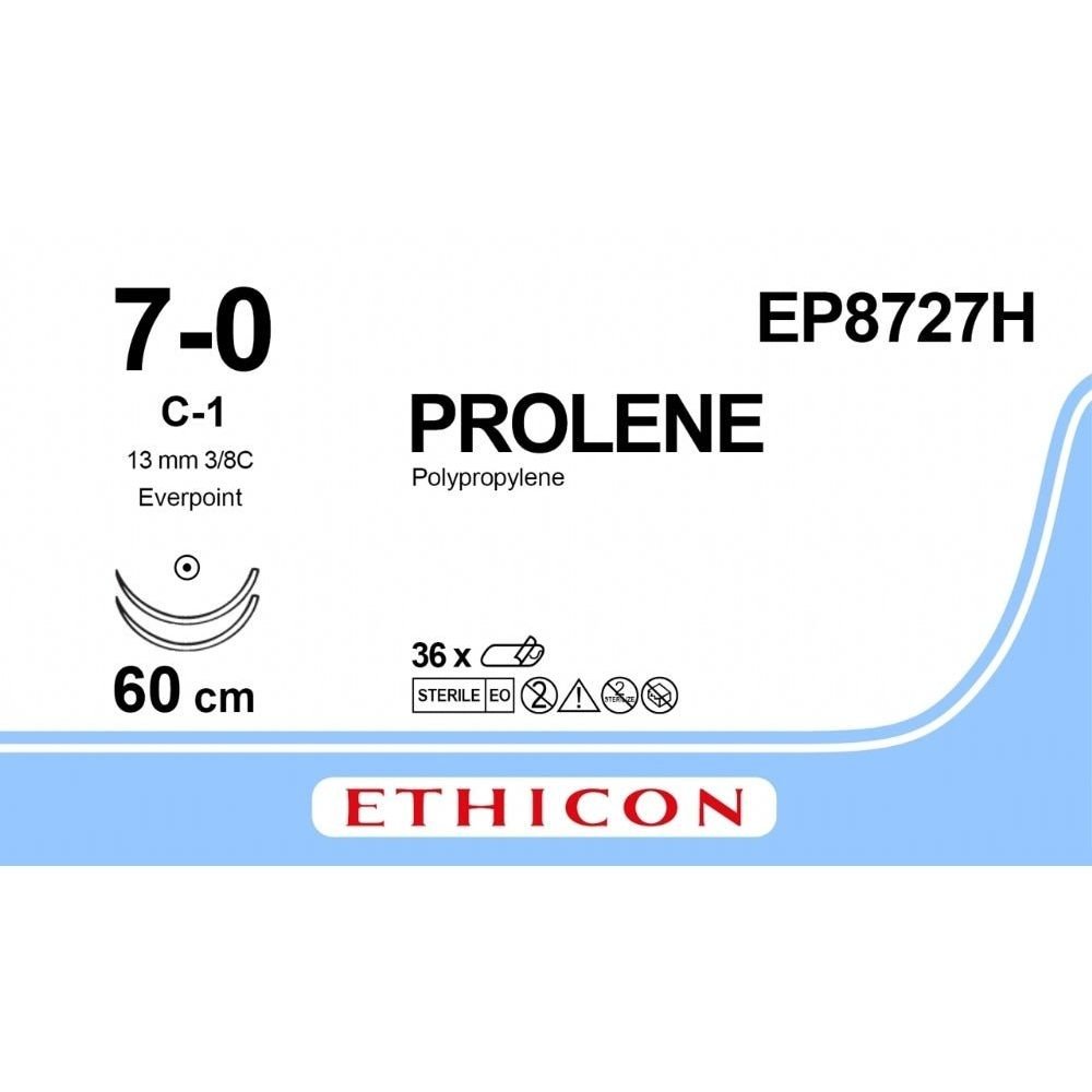 Ethicon Ethicon PROLENE Polypropylene Non - Absorbable Monofilament Surgical Suture USP 6 75 cm BV - 1 Taperpoint Needles 9.3 mm 3/8 Circle with EVERPOINT Technology EP8727H (Box of 36) UK EP8727H