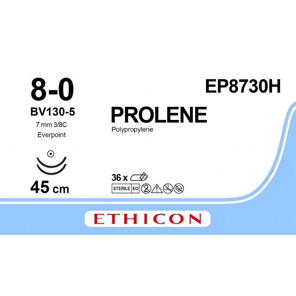 Ethicon Ethicon PROLENE Polypropylene Non - Absorbable Monofilament Surgical Suture USP 8 75 cm BV - 1 Taperpoint Needles 9.3 mm 3/8 Circle with EVERPOINT Technology EP8730H (Box of 36) UK EP8730H