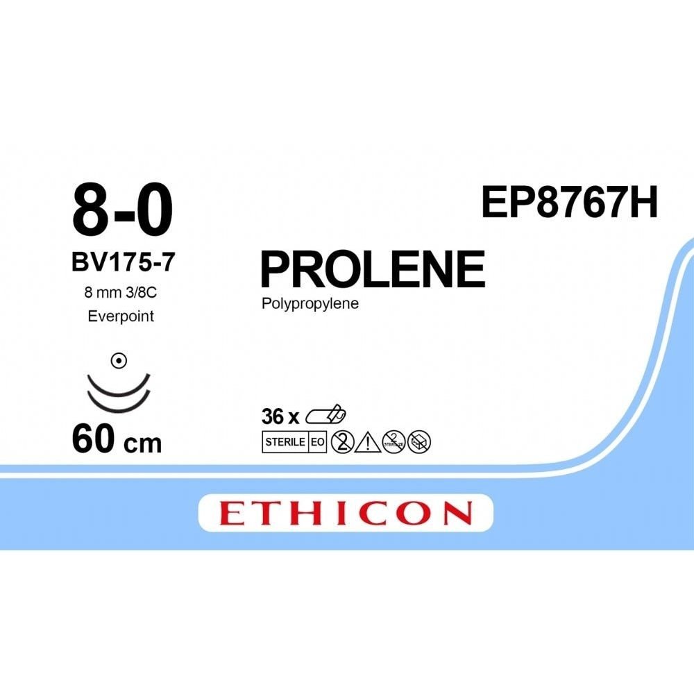 Ethicon Ethicon PROLENE Polypropylene Non - Absorbable Monofilament Surgical Suture USP 18 75 cm BV - 1 Taperpoint Needles 9.3 mm 3/8 Circle with EVERPOINT Technology EP8767H (Box of 36) UK EP8767H