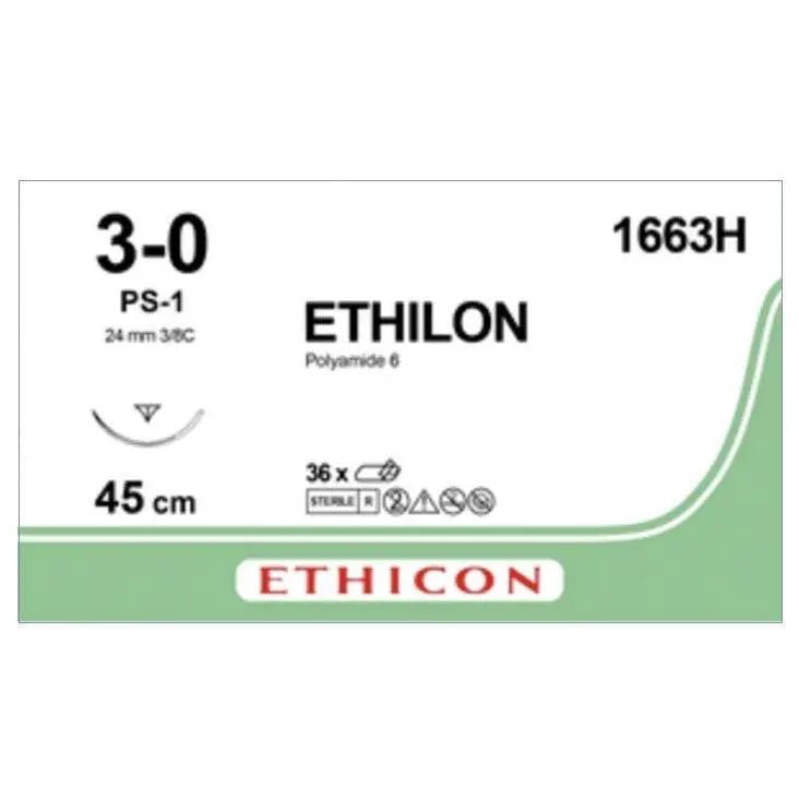 Ethicon Sutures Ethicon ETHILON™ Black Monofilament Non - Absorbable Surgical Suture UK 1663H
