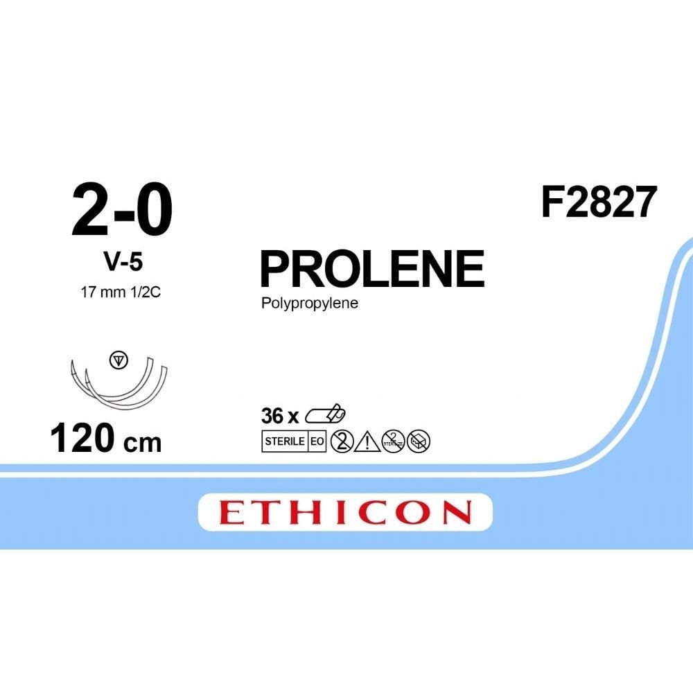 Ethicon Ethicon PROLENE Polypropylene Blue Non - Absorbable Surgical Suture USP 2 - 0 120 cm V - 5 TAPERCUT Needle (17 mm) F2827 (Box of 36) UK F2827