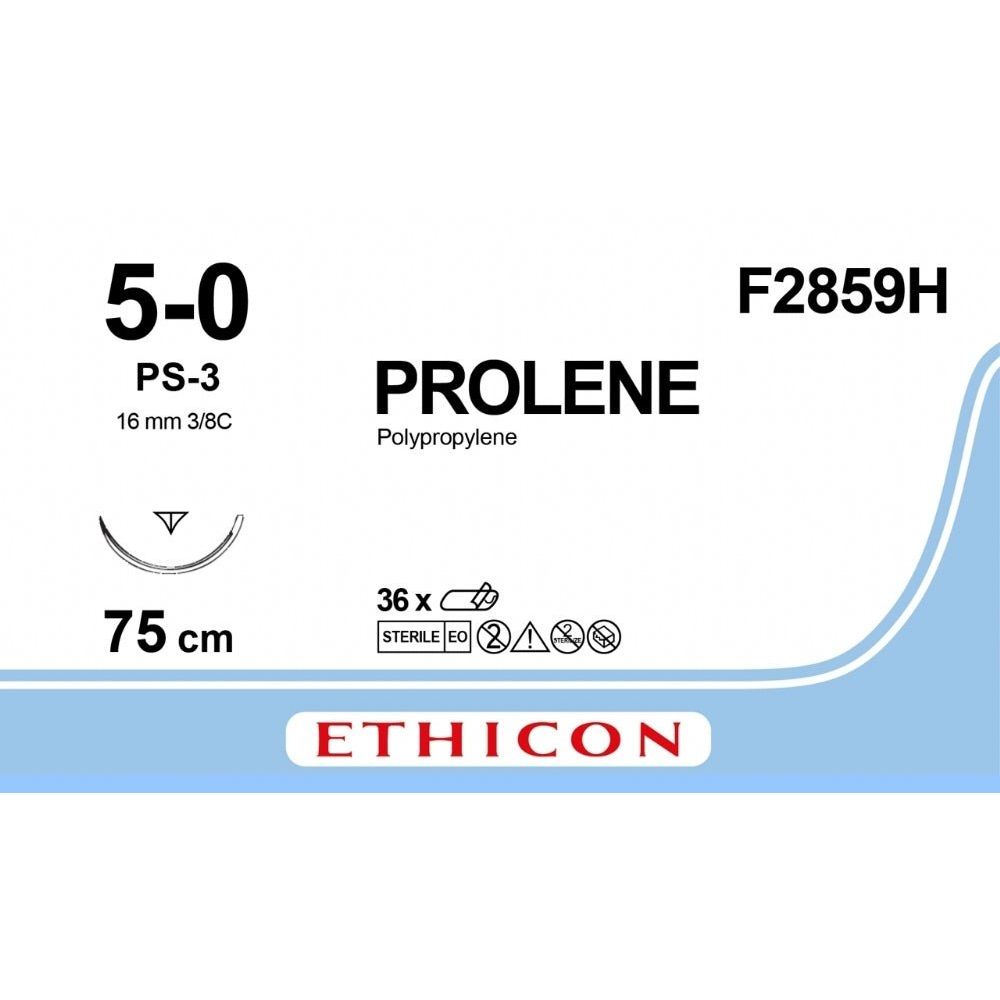 Ethicon Ethicon PROLENE Polypropylene Undyed Non - Absorbable Veterinary Surgical Suture USP 5 - 0 75 cm PS - 3 PRIME Reverse Cutting Needle (16 mm) F2859H (Box of 36) UK F2859H