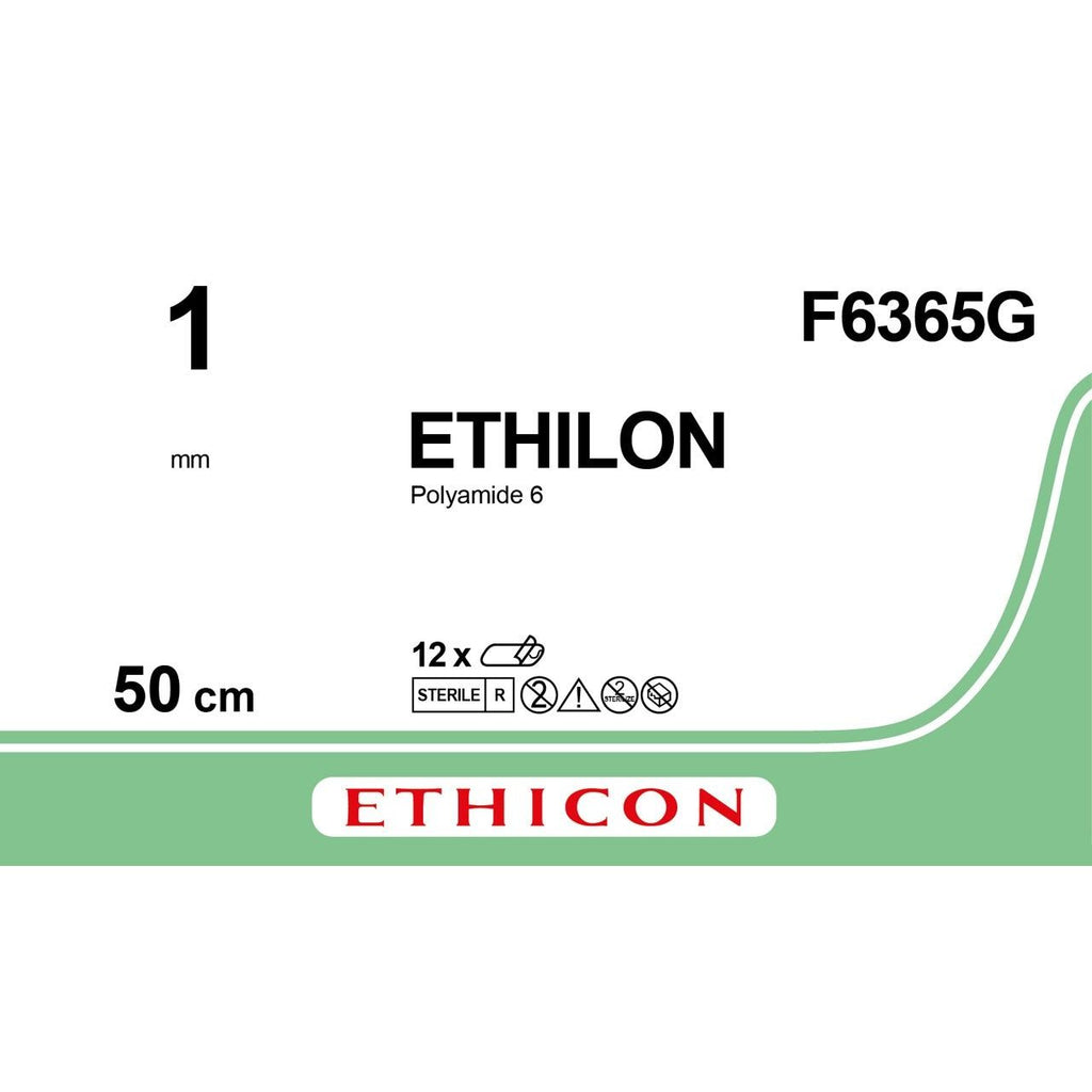 Ethicon Ethicon ETHILON Black Monofilament Non - Absorbable Ligature USP 1 (Metric 4) 50 cm Black Needleless (NN) F6365G (Box of 12) UK F6365G