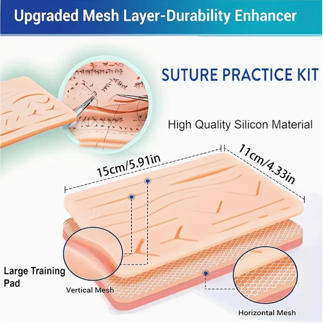 Precision Dermal Suture Practice Pad with 14 Pre - Cut Wounds – Reusable Silicone Suturing Training Skin Model for Medical, Nursing & Clinical Skills Training UK CW3862148
