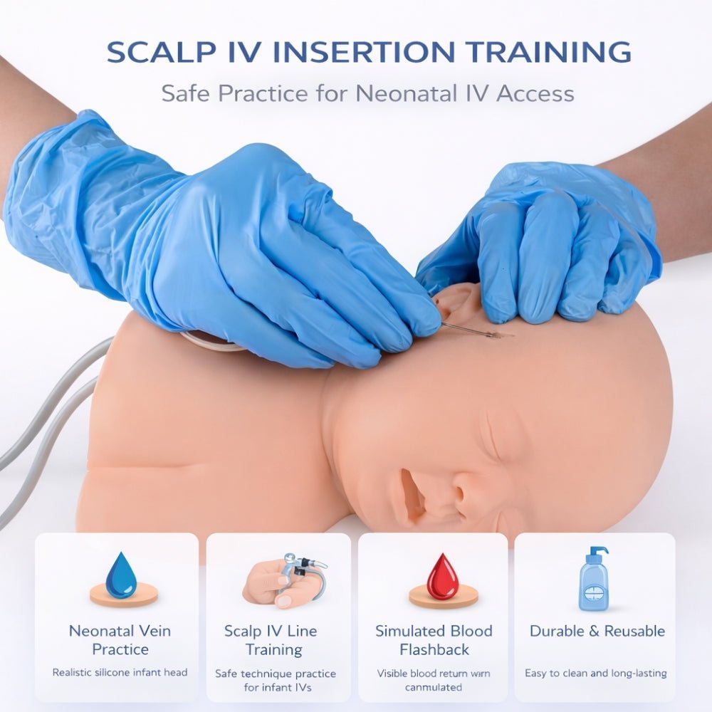 Precision Dermal Infant Head IV Injection & Scalp Venipuncture Training Model Neonatal Clinical Skills Simulator UK NIC-001