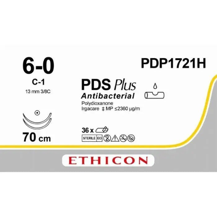 Ethicon Ethicon PDS® Plus Antibacterial (Polydioxanone) Violet Absorbable Surgical Suture | USP 6 - 0 | 70 cm | C - 1 Taperpoint Needle | PDP1721H (Box of 36) UK PDP1721H