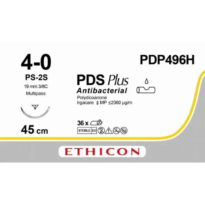 Ethicon Ethicon PDS® Plus Antibacterial (Polydioxanone) Undyed Absorbable Surgical Suture | USP 4 - 0 | 45 cm | PS - 2S PRIME™ Reverse Cutting Needle | PDP496H (Box of 36) UK PDP496H