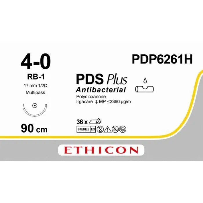 Ethicon Ethicon PDS® Plus Antibacterial (Polydioxanone) Violet Absorbable Surgical Suture | USP 4 - 0 | 90 cm | RB - 1 MULTIPASS® Taperpoint Needle (17 mm) | PDP6261H (Box of 36) UK PDP6261H
