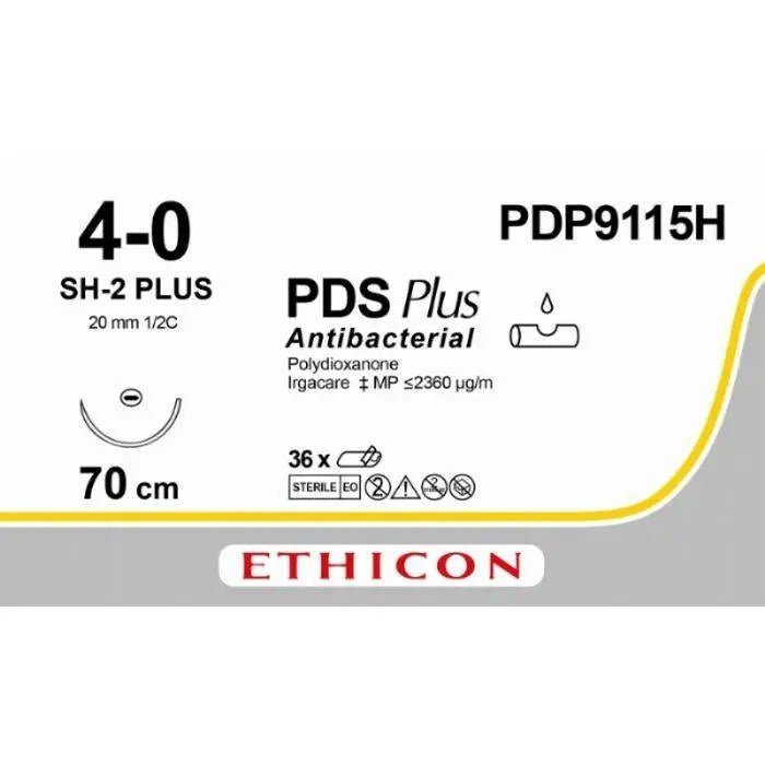 Ethicon Ethicon PDS® Plus Antibacterial (Polydioxanone) Violet Absorbable Veterinary Suture | USP 4 - 0 | 70 cm | SH - 2 PLUS Taper Point Needle (20 mm) | PDP9115H (Box of 36) UK PDP9115H