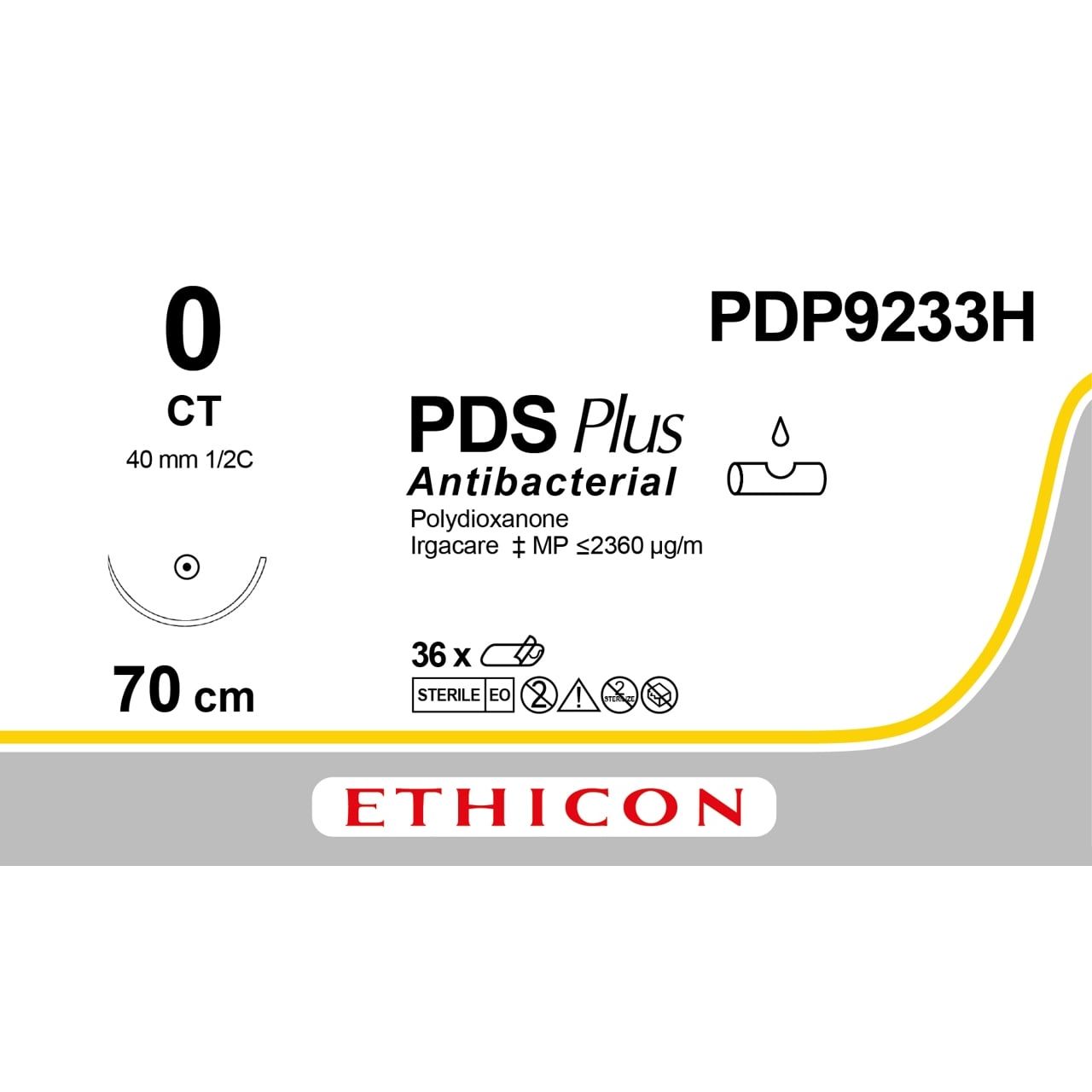 Ethicon Ethicon PDS™ Plus Antibacterial (Polydioxanone) Violet Absorbable Surgical Suture – 70 cm – CT Needle – PDP9233H (Box of 36) UK PDP9233H