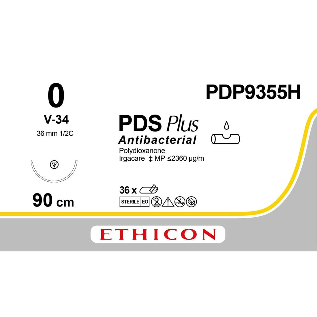Ethicon Ethicon PDS™ Plus Antibacterial (Polydioxanone) Violet Absorbable Surgical Suture – 90 cm – V - 34 Needle – PDP9355H (Box of 36) UK PDP9355H