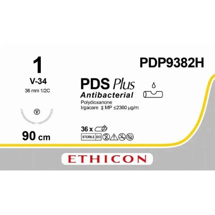 Ethicon Ethicon PDS® Plus Antibacterial (Polydioxanone) Violet Absorbable Surgical Suture – USP 1 – 90 cm – V - 34 TAPERCUT® Needle (36 mm) – PDP9382H (Box of 36) UK PDP9382H