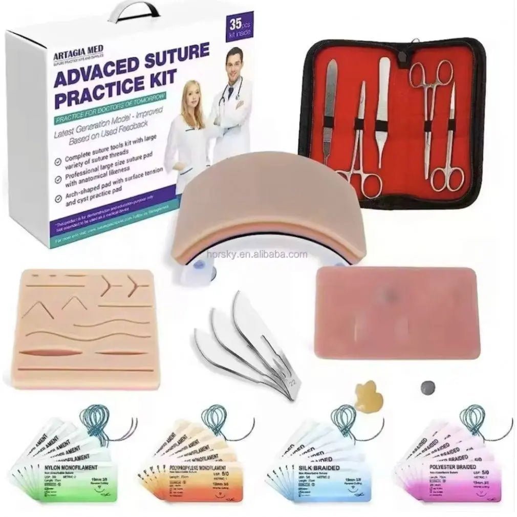 Precision Dermal Professional Advanced Suturing Practice Kit – Stainless Steel Surgical Instruments & Silicone Suture Training Pad UK SPK-ADV-SUTUREKIT