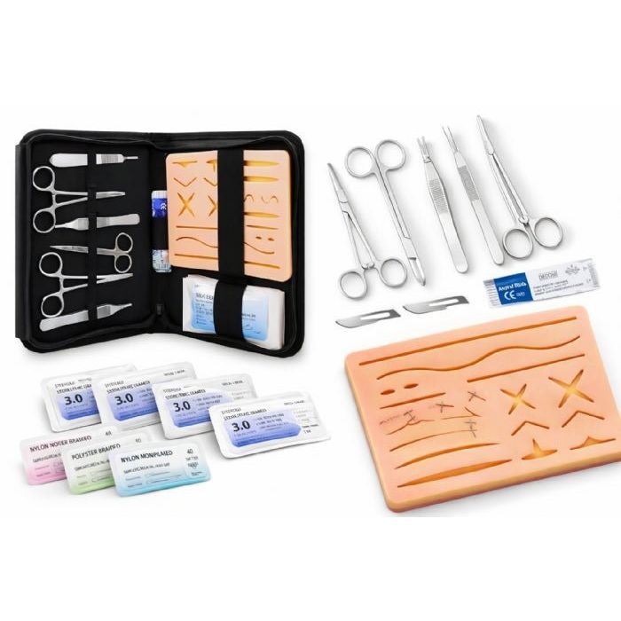 Precision Dermal Professional Suturing Practice Kit 3 Layer Silicone Suture Training Pad & Surgical Instruments UK STK