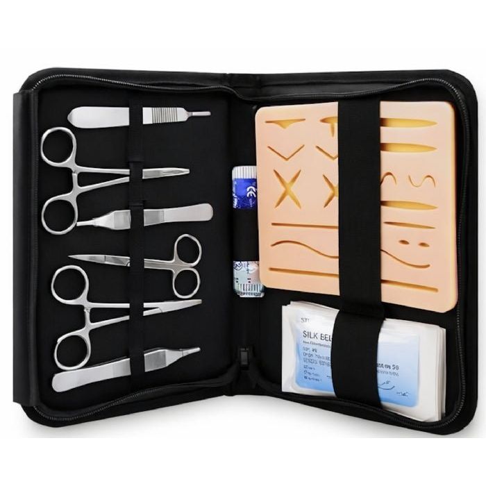 Precision Dermal Professional Suturing Practice Kit 3 Layer Silicone Suture Training Pad & Surgical Instruments UK STK