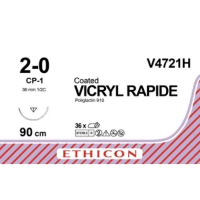 Ethicon Ethicon VICRYL RAPIDE Polyglactin 910 Braided Rapidly Absorbable Surgical Suture – USP 2 - 0 – 90 cm – Undyed – Single - Armed – V4721H (Box of 36) Size: 2 - 0 Colour: Undyed Style: Single - armed UK V4721H