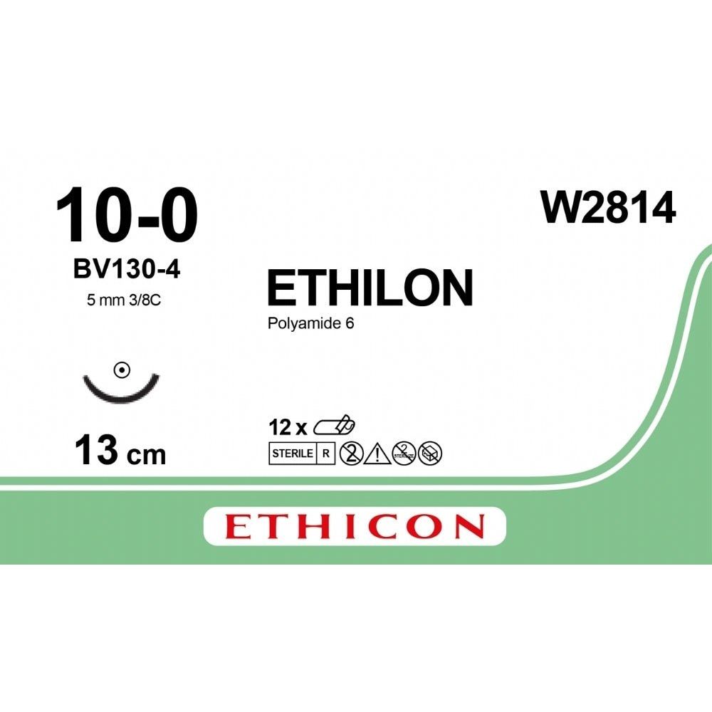 Ethicon Ethicon ETHILON Black Microsurgical Suture 10 - 0 BV130 - 4 Taper Point UK W2814