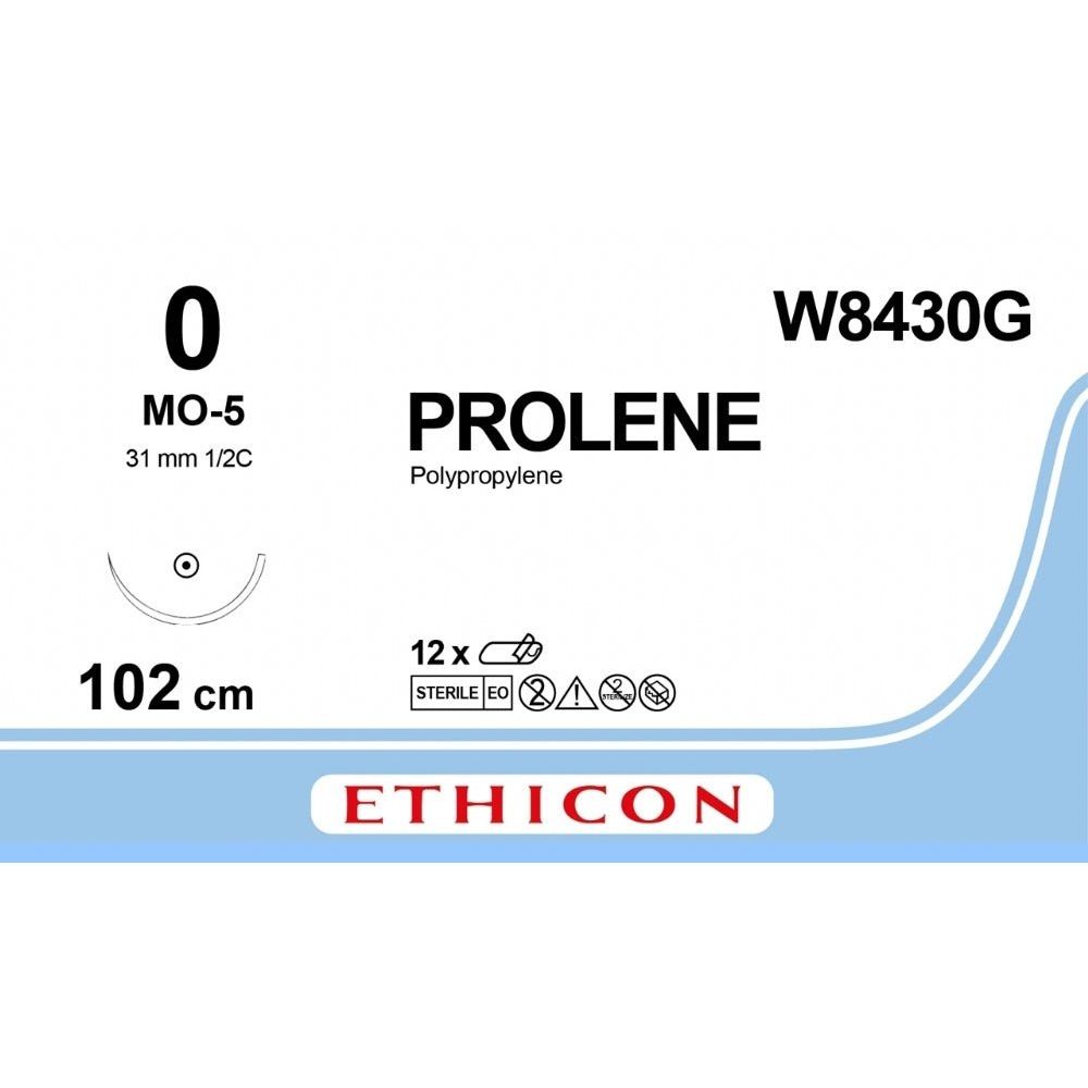 Ethicon Ethicon PROLENE Polypropylene Blue Non - Absorbable Veterinary Surgical Suture USP 0 100 cm MO - 5 Taper Point Needle (31 mm) W8430G (Box of 12) UK W8430G