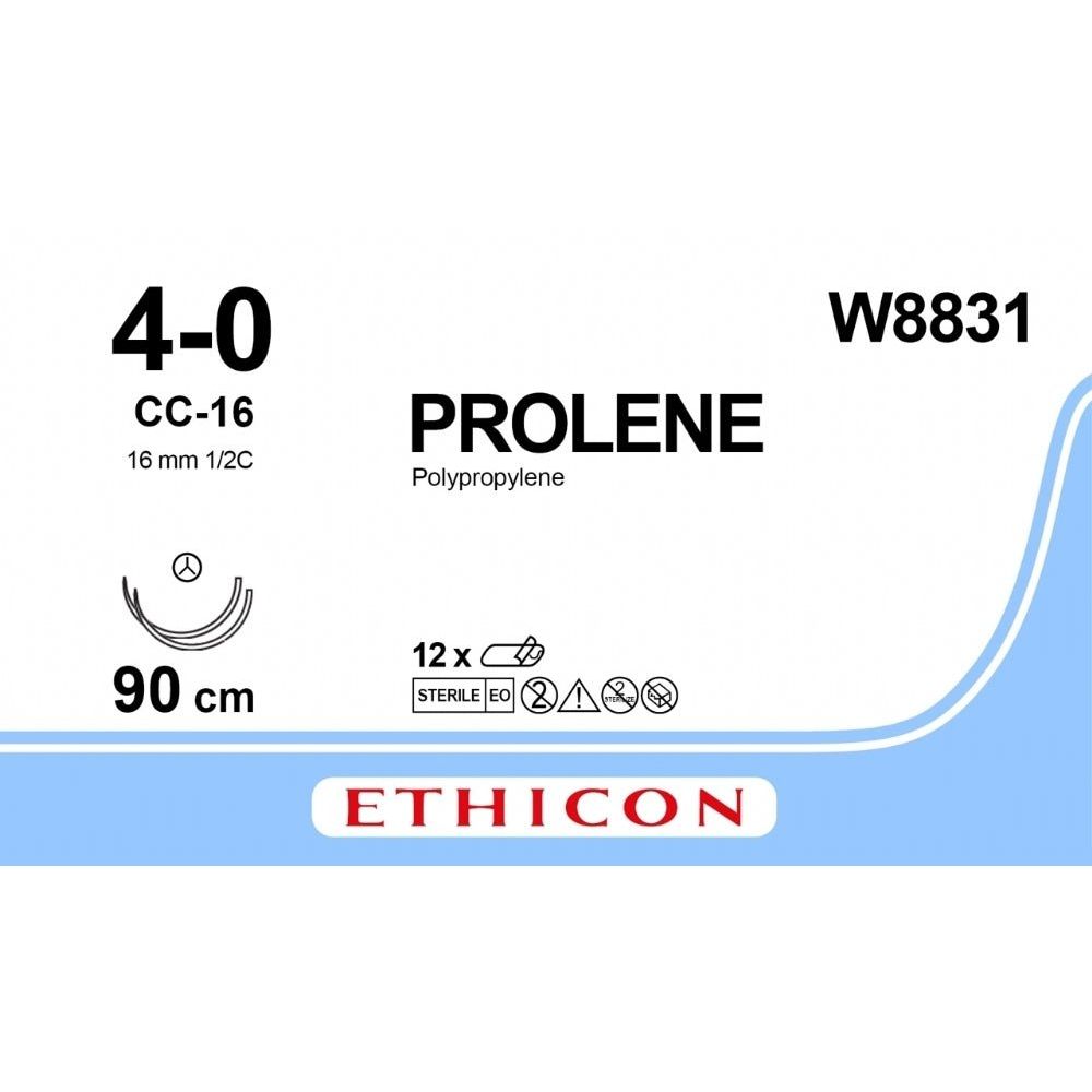 Ethicon Ethicon PROLENE Polypropylene Blue Non - Absorbable Veterinary Surgical Suture USP 4 - 0 90 cm Double - Armed CC - 16 TAPERCUT CC Needles (16 mm) W8831 (Box of 12) UK W8831