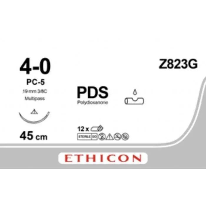 Ethicon Ethicon PDS II Polydioxanone Monofilament Absorbable Surgical Suture | USP 4 - 0 | 45 cm | Undyed | Single - Armed Conventional Cutting PC - 5 PRIME MP Needle 19 mm, 3/8 Circle | Z823G (Box of 12) UK Z823G