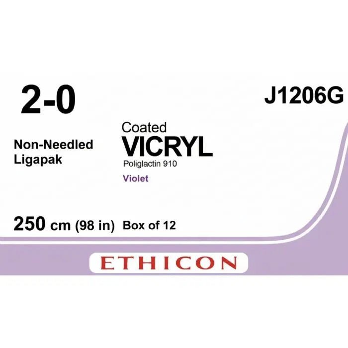 Ethicon Ethicon Coated VICRYL Polyglactin 910 Suture - Absorbable Surgical Suture, USP 2-0 Violet, 250 cm UK