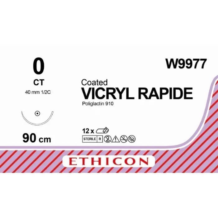 Ethicon Ethicon VICRYL RAPIDE Braided Polyglactin 910 Absorbable Surgical Suture – USP 0 – 90 cm – Undyed – Taper Point Needle (40 mm, 1/2 Circle) – W9977 (Box of 12) Size: 0 Colour: Undyed Style: Taper Point UK W9977