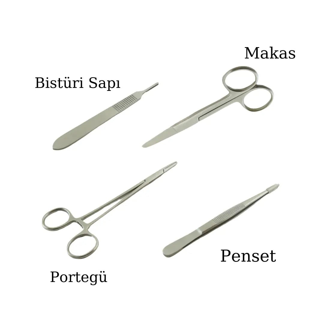 PraticMed Four-Piece Surgical Instrument Set for Dental Suture Training UK 5001CSET