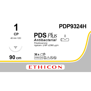 Ethicon Ethicon PDS® Plus Antibacterial (Polydioxanone) Violet Absorbable Surgical Suture – USP 1 – 90 cm – CP Reverse Cutting Needle (40 mm) – PDP9324H (Box of 36) UK PDP9324H