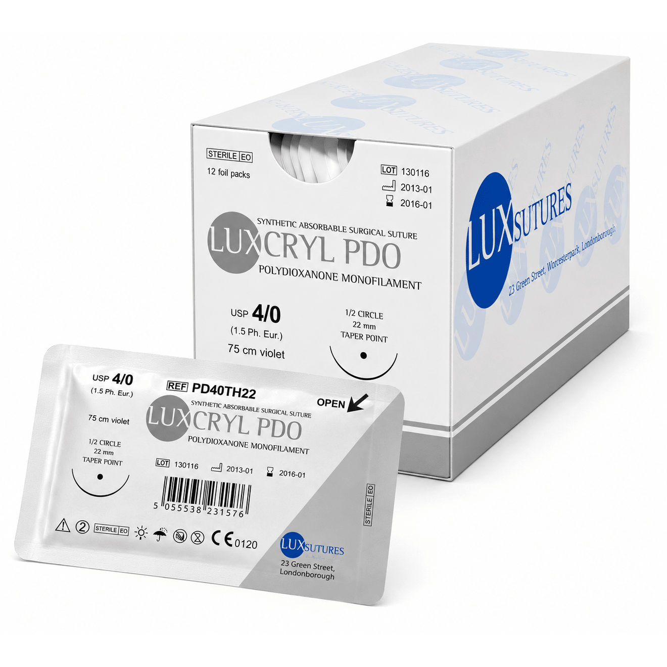 LuxSutures LuxSutures LUXCRYL PDO Absorbable Surgical Suture PD00HS36 - 1 UK PD00HS36-1
